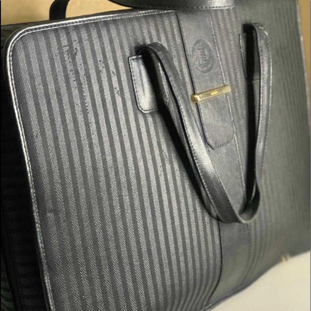 Vintage Fendi Briefcase, Black Stripes